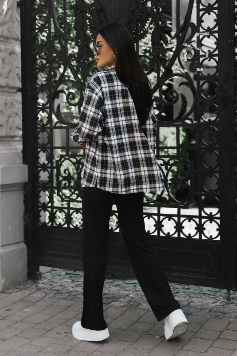 Unisex flannel plaid shirt BLINK – black and white