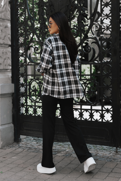 Unisex flannel plaid shirt BLINK – black and white