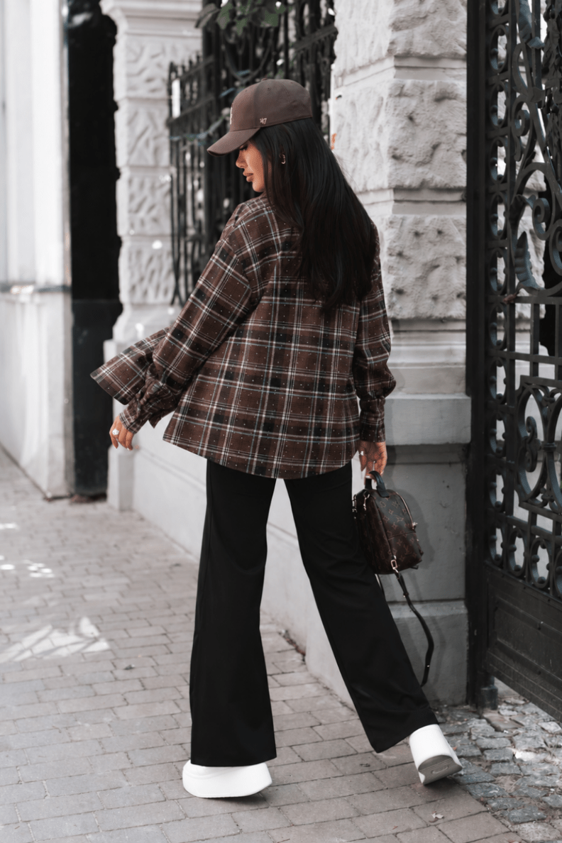 Cămașă din flanel BLINK în maro și albastru deschis, 95% bumbac și 5% elastan, mărime universală LaBalancia Roberto Fashion Store One piece 5907378528547 UNI
