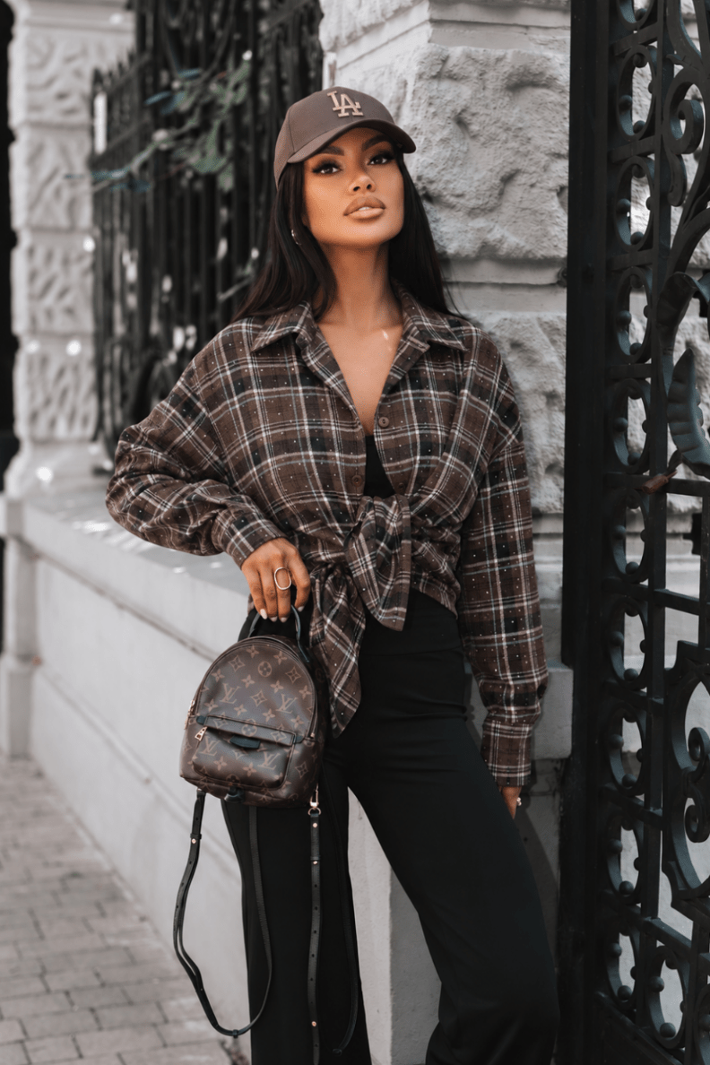 Cămașă din flanel BLINK în maro și albastru deschis, 95% bumbac și 5% elastan, mărime universală LaBalancia Roberto Fashion Store One piece 5907378528547 UNI