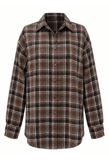 Cămașă din flanel BLINK în maro și albastru deschis, 95% bumbac și 5% elastan, mărime universală LaBalancia Roberto Fashion Store One piece 5907378528547 UNI