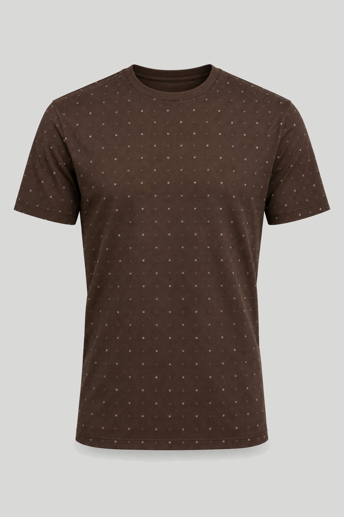 Кафява мъжка тениска слим кройка с дребен принт Medicine Roberto Fashion Store T-shirt RW26-TSM011-89A-S S