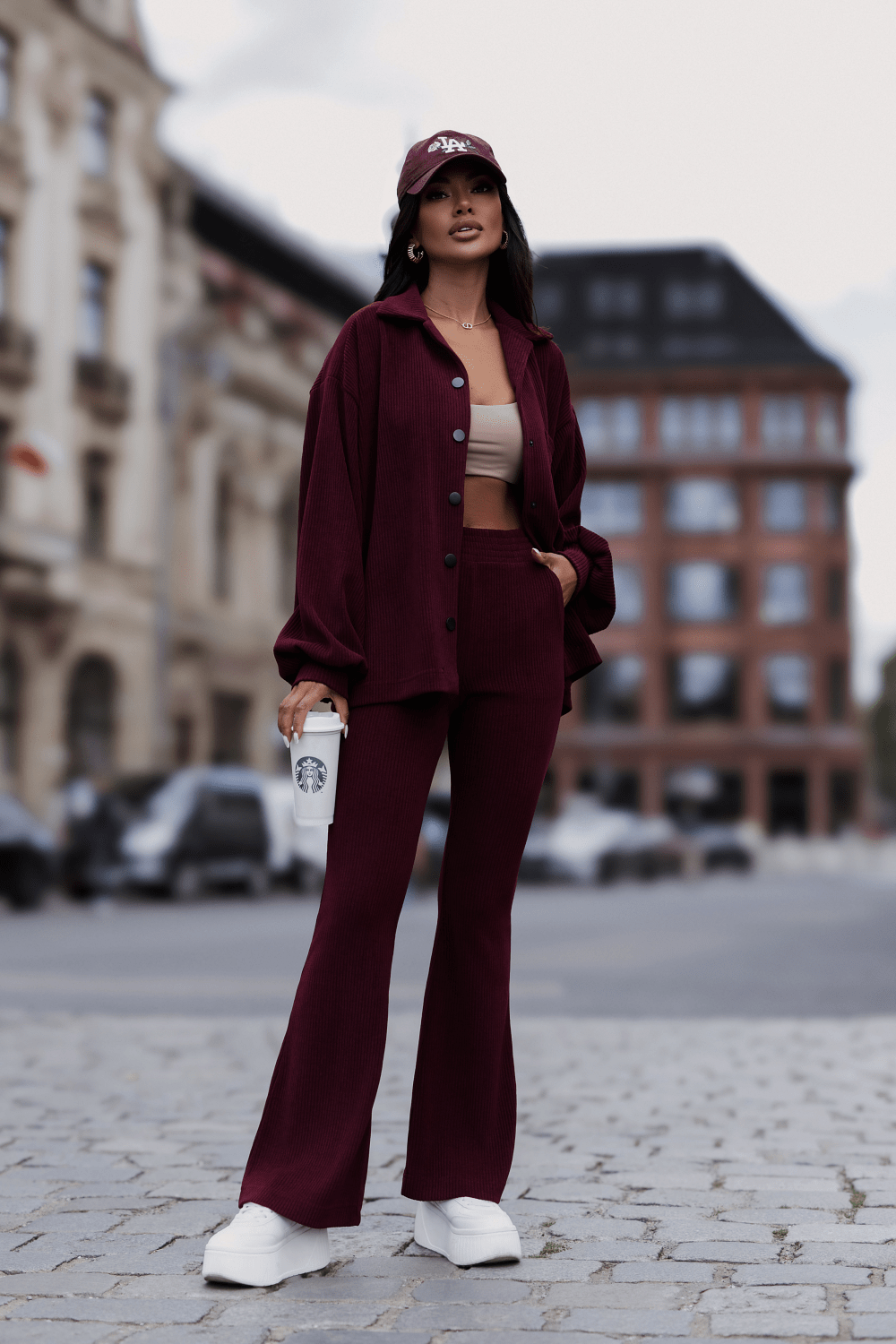 Комплект BLAIR от рипсено кадифе в бордо LaBalancia Roberto Fashion Store Set 5907378524105 XS/S