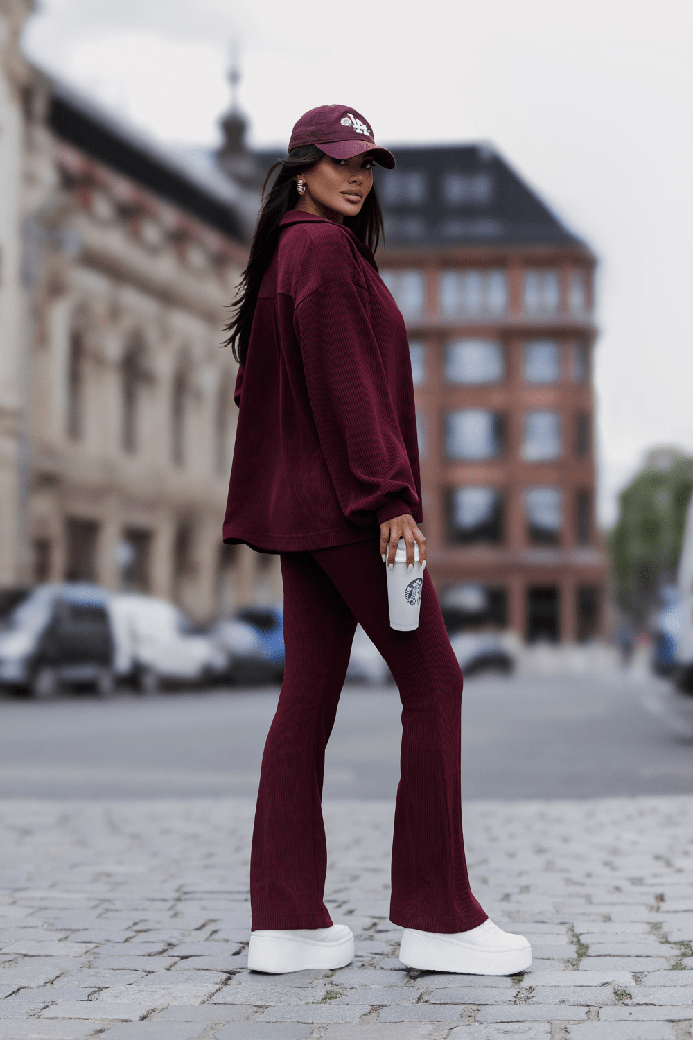 Комплект BLAIR от рипсено кадифе в бордо LaBalancia Roberto Fashion Store Set 5907378524099 M/L