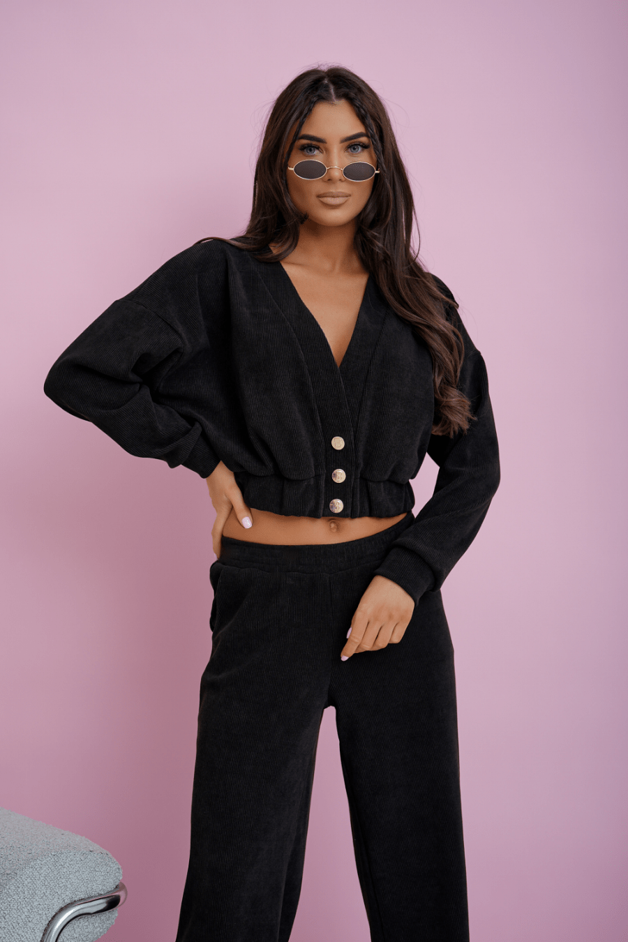Комплект MEGGI от велур с регулиращ шнур – Черен LaBalancia Roberto Fashion Store Set 5907378520145 M/L