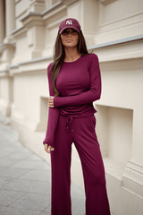 Set SHIRA mit langen Ärmeln – bordeauxrot, Viskose und Elastan
