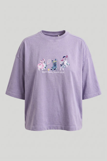 Лилава дамска овърсайз тениска от 100% памук с малък принт Medicine Roberto Fashion Store T-shirt RW26-TSD103-04X-XS XS