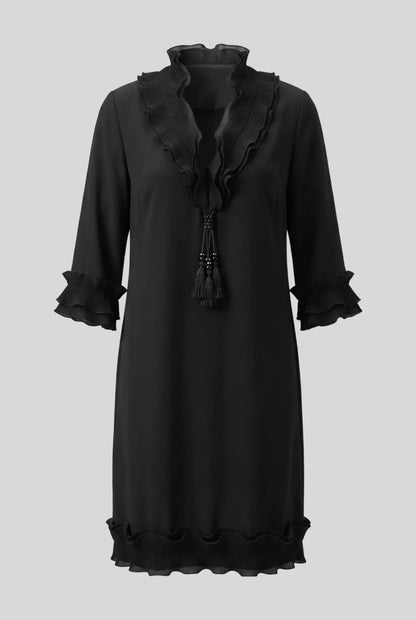 Миди рокля "Eberro" в черен цвят Roberto&Co Roberto Fashion Store Dress EBE1007DRSBLKMID-44 44