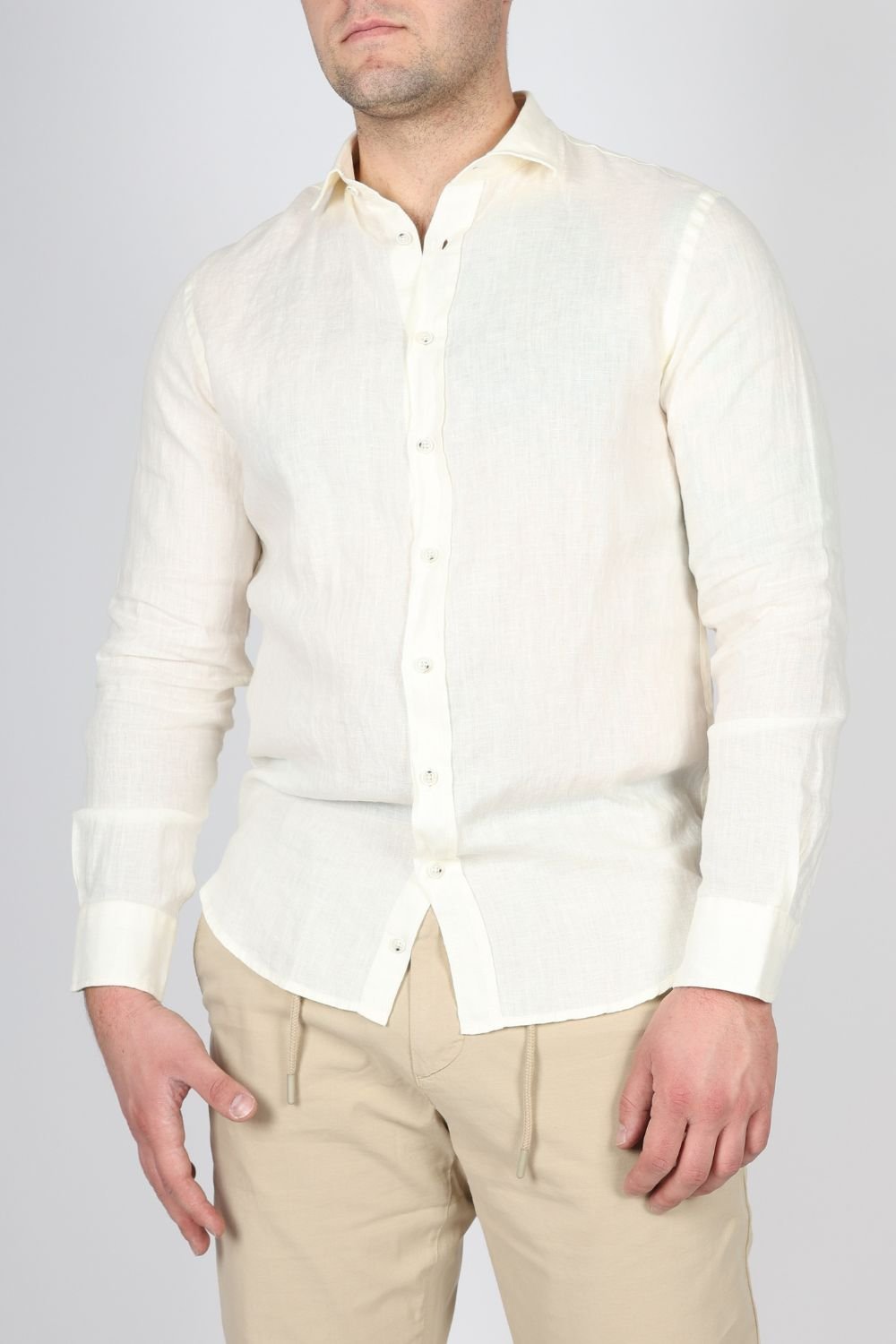 Мъжка Риза, Бял & Кафяв Roberto Fashion Store Shirt XFOO00010 M White