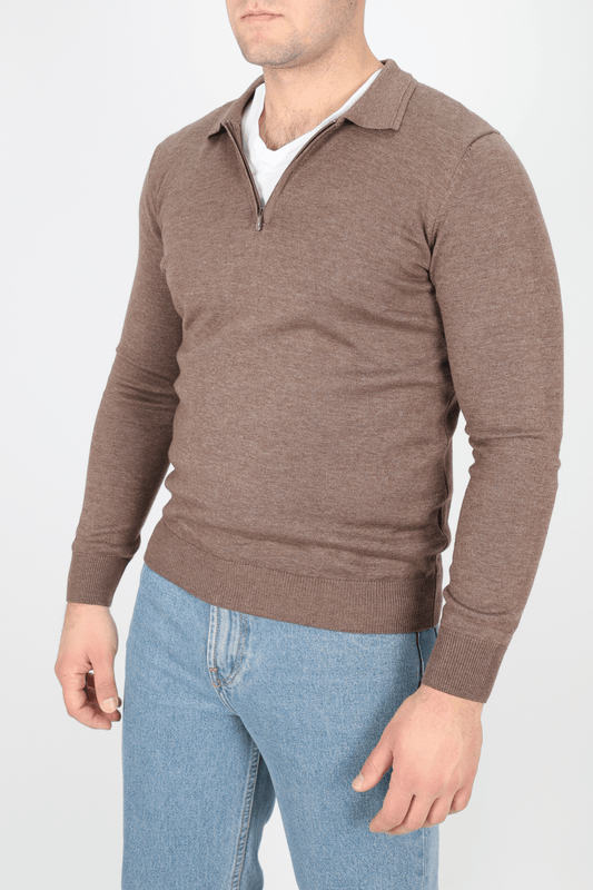 Мъжки Пуловер, Кафяв - Roberto Fashion Store - Sweater