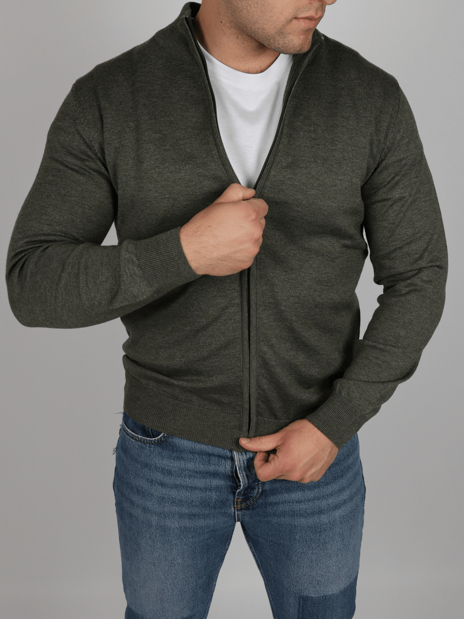 Мъжки Пуловер, Зелен - Roberto Fashion Store - Sweater