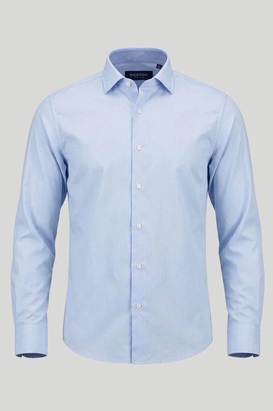 Мъжка еластична риза от бамбукова вискоза - Небесносин Boston Roberto Fashion Store T-shirt MAY83300403-39 39