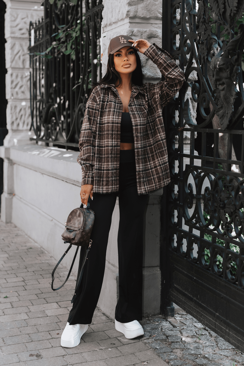 Cămașă bărbătească din flanel BLINK, maro, material moale și călduros LaBalancia Roberto Fashion Store One piece 5907378527502 UNI