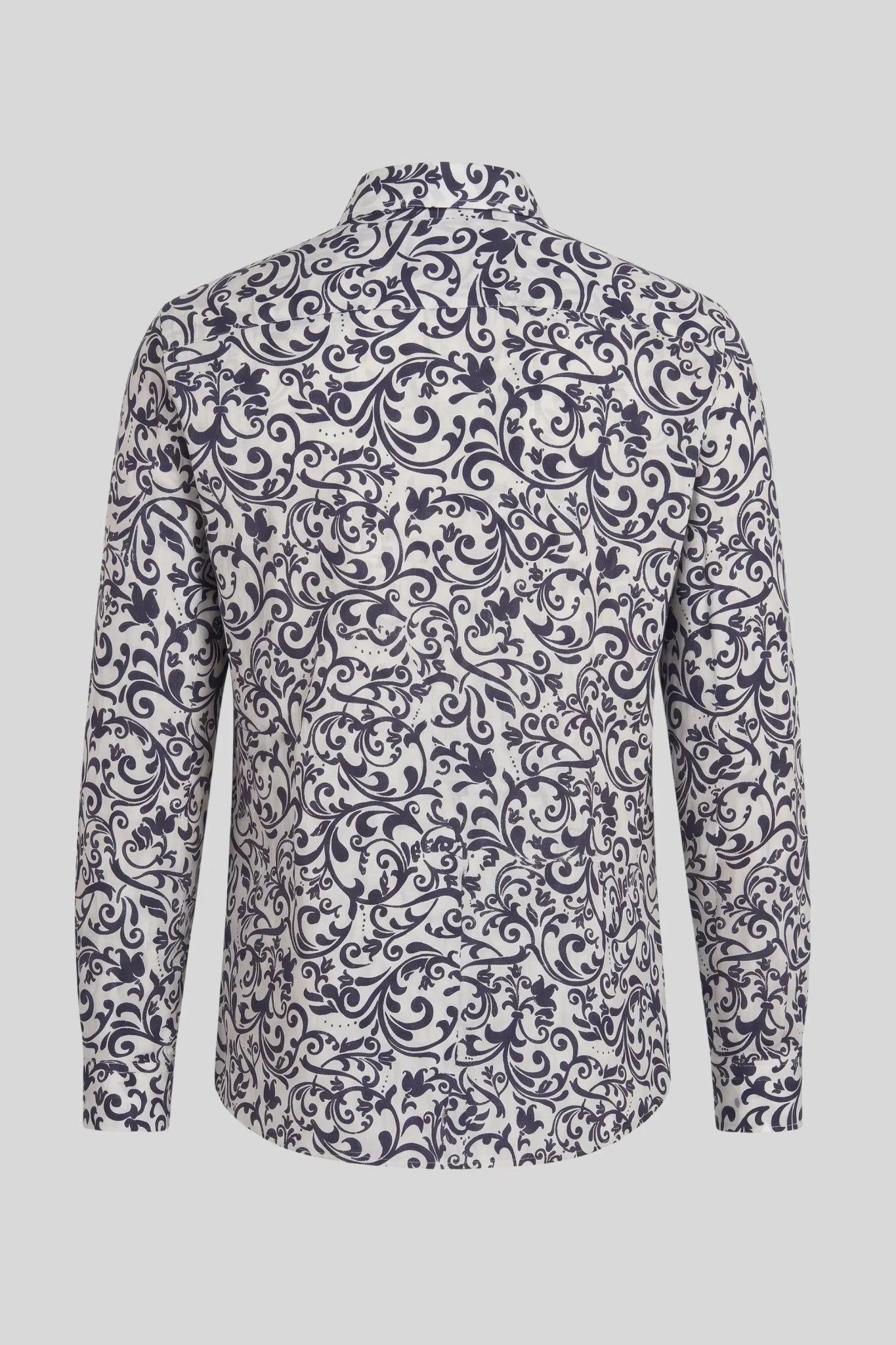 Мъжка ленена риза с дълъг ръкав в бяло и синьо Roberto&Co Roberto Fashion Store Shirt MCM0808SHRDSNLNNM M