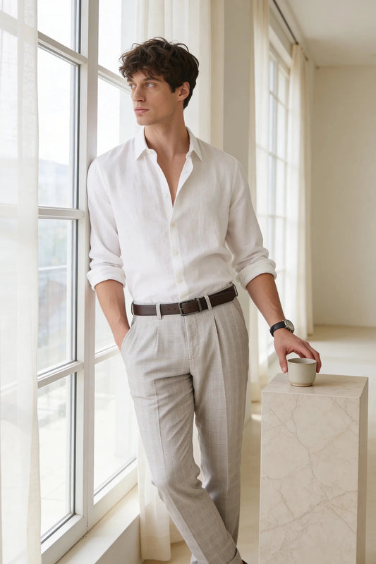 Мъжка ленена риза за плаж в бял цвят Medicine Roberto Fashion Store Shirt RS25KDM090-00X-S S