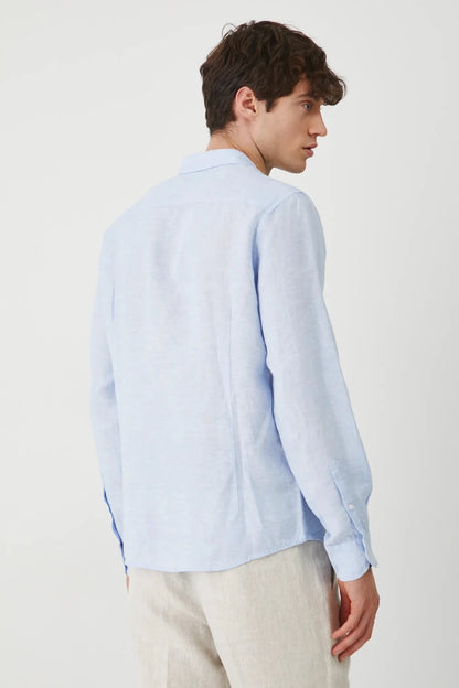 Мъжка ленена риза за плаж в светло син цвят Roberto Fashion Store Roberto Fashion Store Shirt RS25KDM090-05M-S S