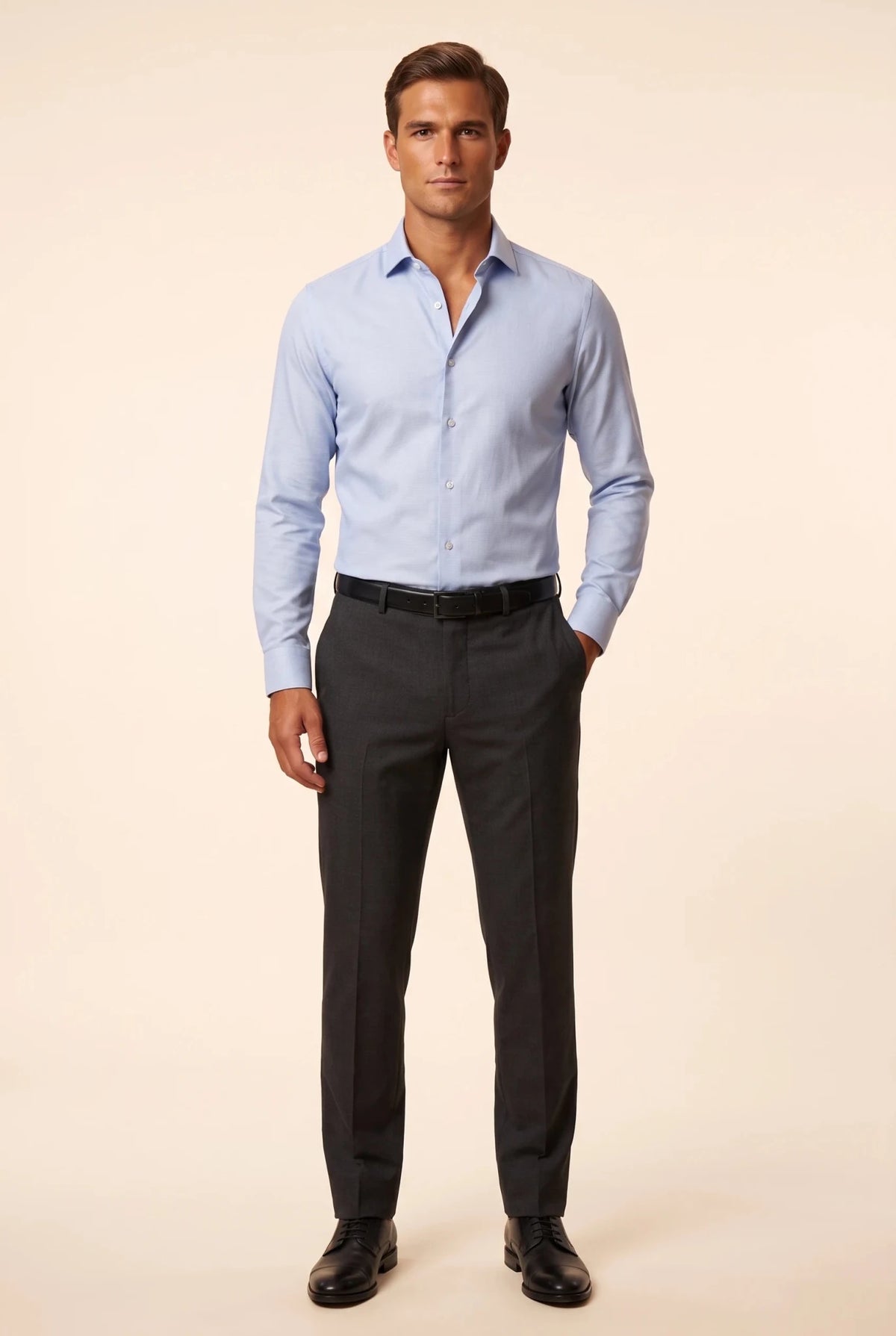 Мъжка официална структурирана риза - Небесносин Boston Roberto Fashion Store T-shirt MAY83305403-39 39
