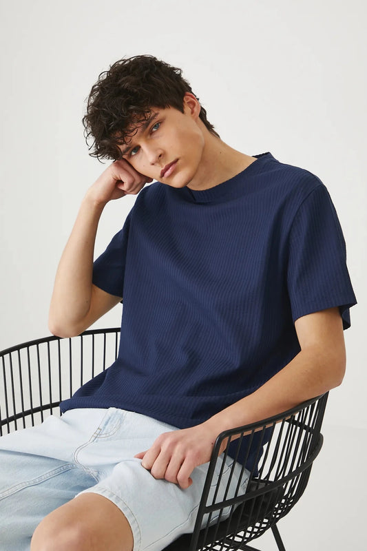 Мъжка памучна тъмносиня тениска 100% памук Roberto Fashion Store Roberto Fashion Store T-shirt RS25-TSMB05-59X-M M