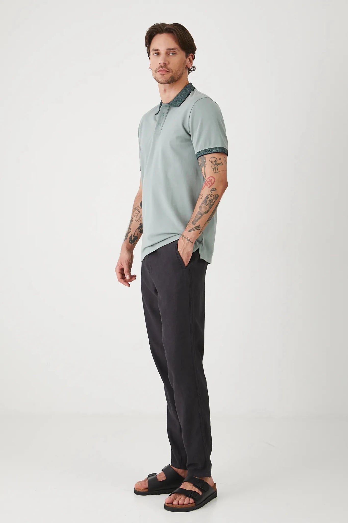 Мъжка поло тениска за всякакви поводи в зелен цвят Roberto Fashion Store Roberto Fashion Store T-shirt RS25POMA01-97X-M M