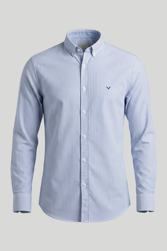 Мъжка риза Oxford на райе - Мастиленосин Boston Roberto Fashion Store T-shirt MAY83201424-S S