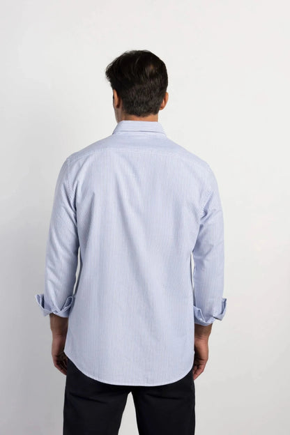 Мъжка риза Oxford на райе - Мастиленосин Boston Roberto Fashion Store T-shirt MAY83201424-S S