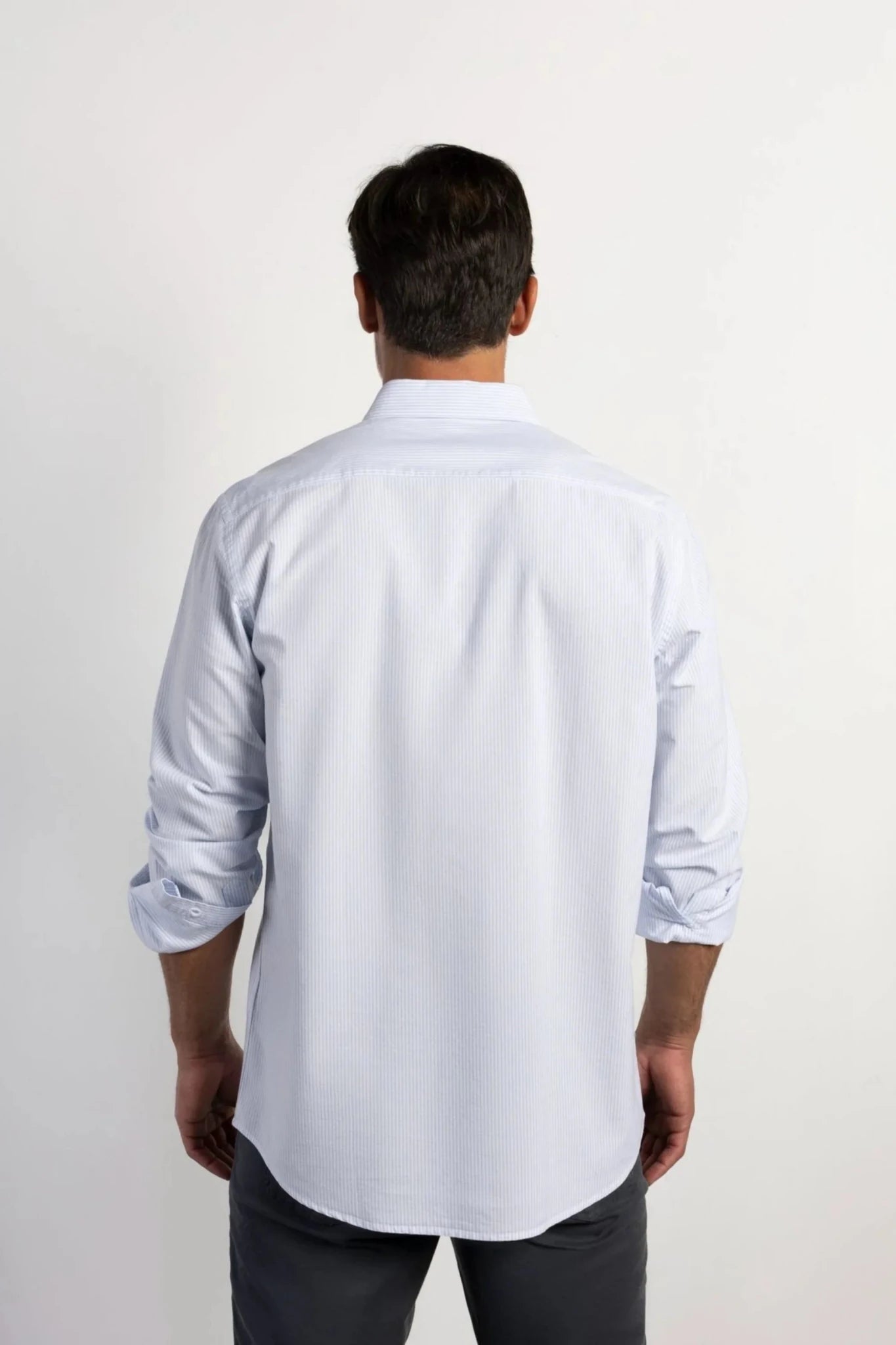 Мъжка риза Oxford на райе - Небесносин Boston Roberto Fashion Store T-shirt MAY83201403-S S