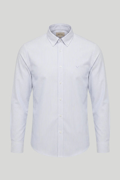 Мъжка риза Oxford на райе - Небесносин Boston Roberto Fashion Store T-shirt MAY83201403-S S