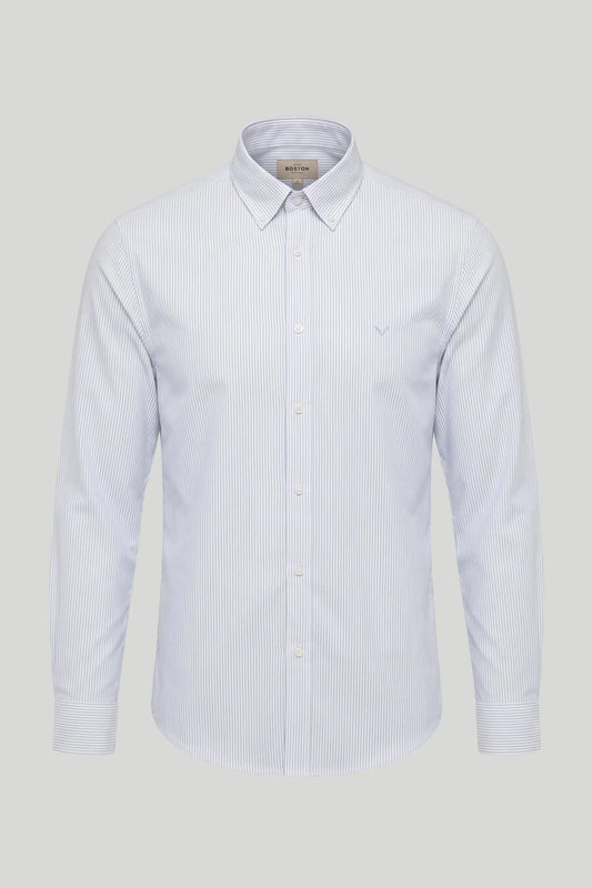 Мъжка риза Oxford на райе - Небесносин Boston Roberto Fashion Store T-shirt MAY83201403-S S
