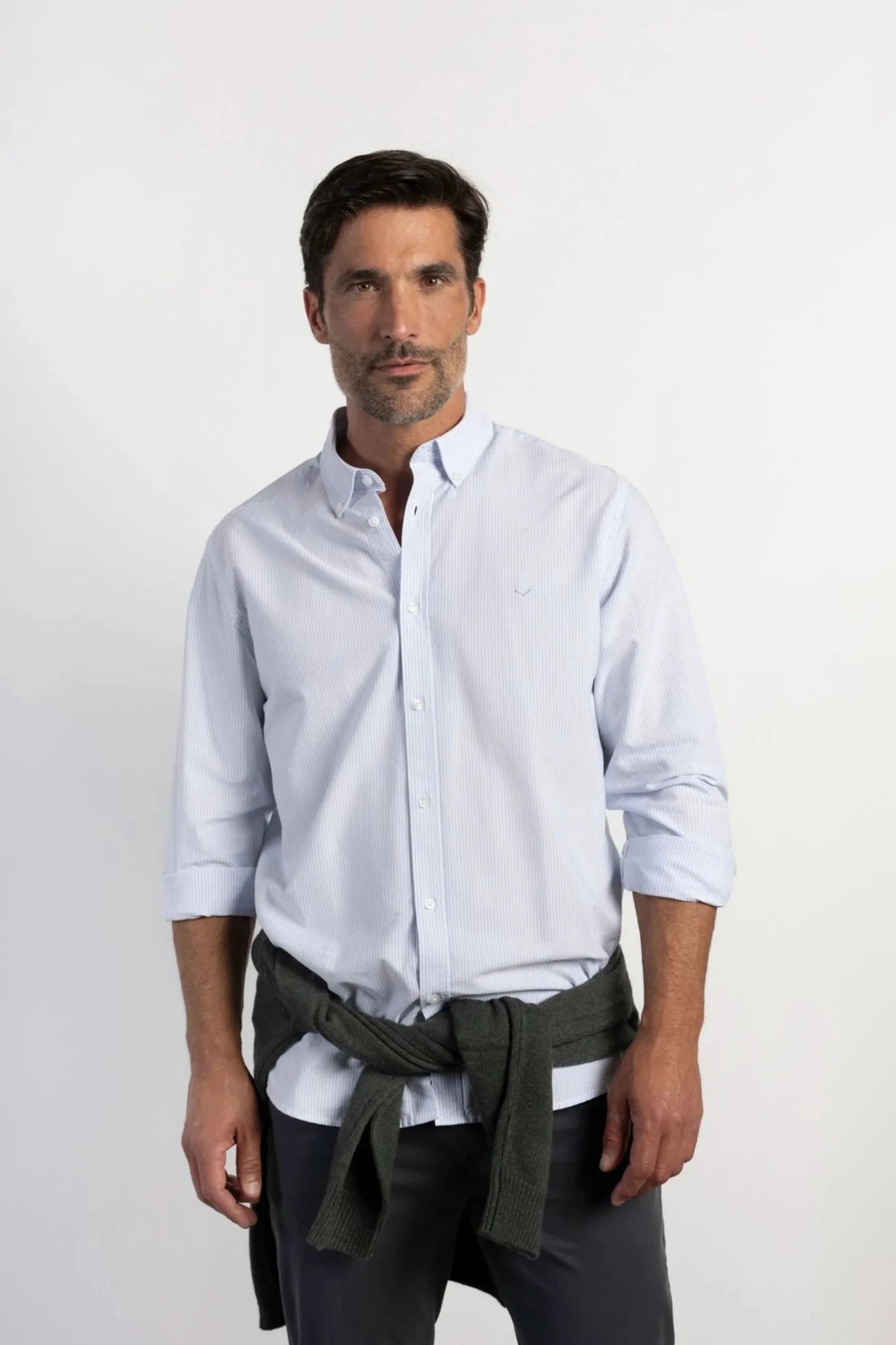 Мъжка риза Oxford на райе - Небесносин Boston Roberto Fashion Store T-shirt MAY83201403-S S