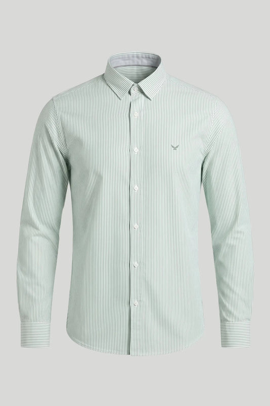 Мъжка риза Oxford на райе - Зелен Boston Roberto Fashion Store T-shirt MAY83201381-S S
