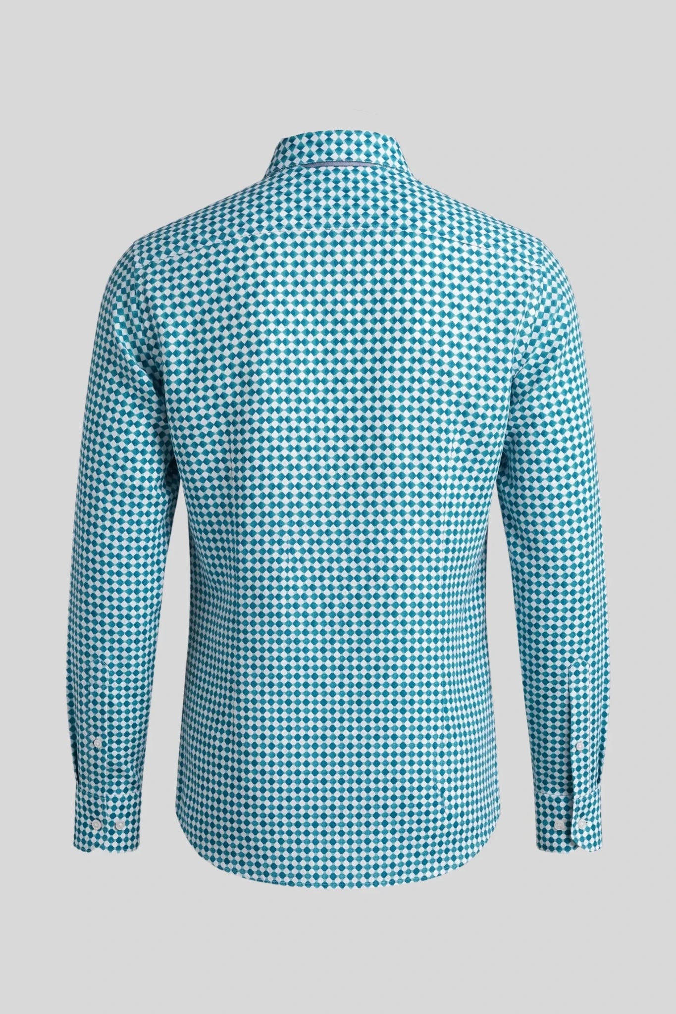 Мъжка риза с дълъг ръкав, бяло-зелен геометричен принт Roberto&Co Roberto Fashion Store Shirt MCM0808SHRGEOCOTM M