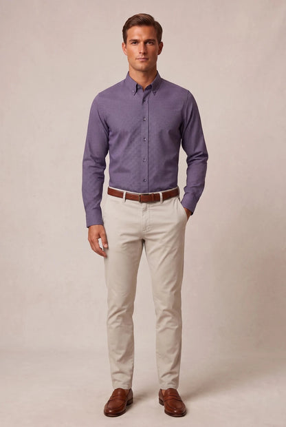 Мъжка риза с дълъг ръкав, лилава Roberto&Co Roberto Fashion Store Shirt MCM0808SHRGEOPRPM M