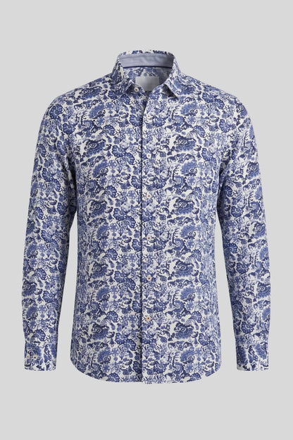 Мъжка риза с дълъг ръкав, пейсли принт, тъмносиньо и бяло Roberto&Co Roberto Fashion Store Shirt MCM0808SHRNAVWHIM M