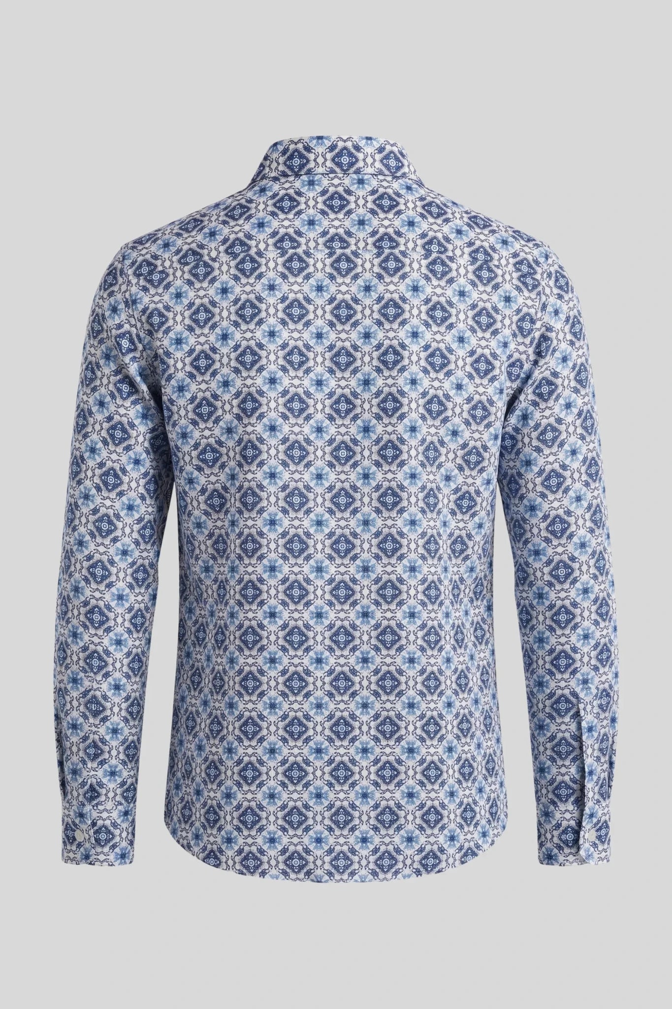 Мъжка риза с дълъг ръкав, син флорален принт, бяла основа Roberto&Co Roberto Fashion Store Shirt MCM0808SHRBLUWHIM M