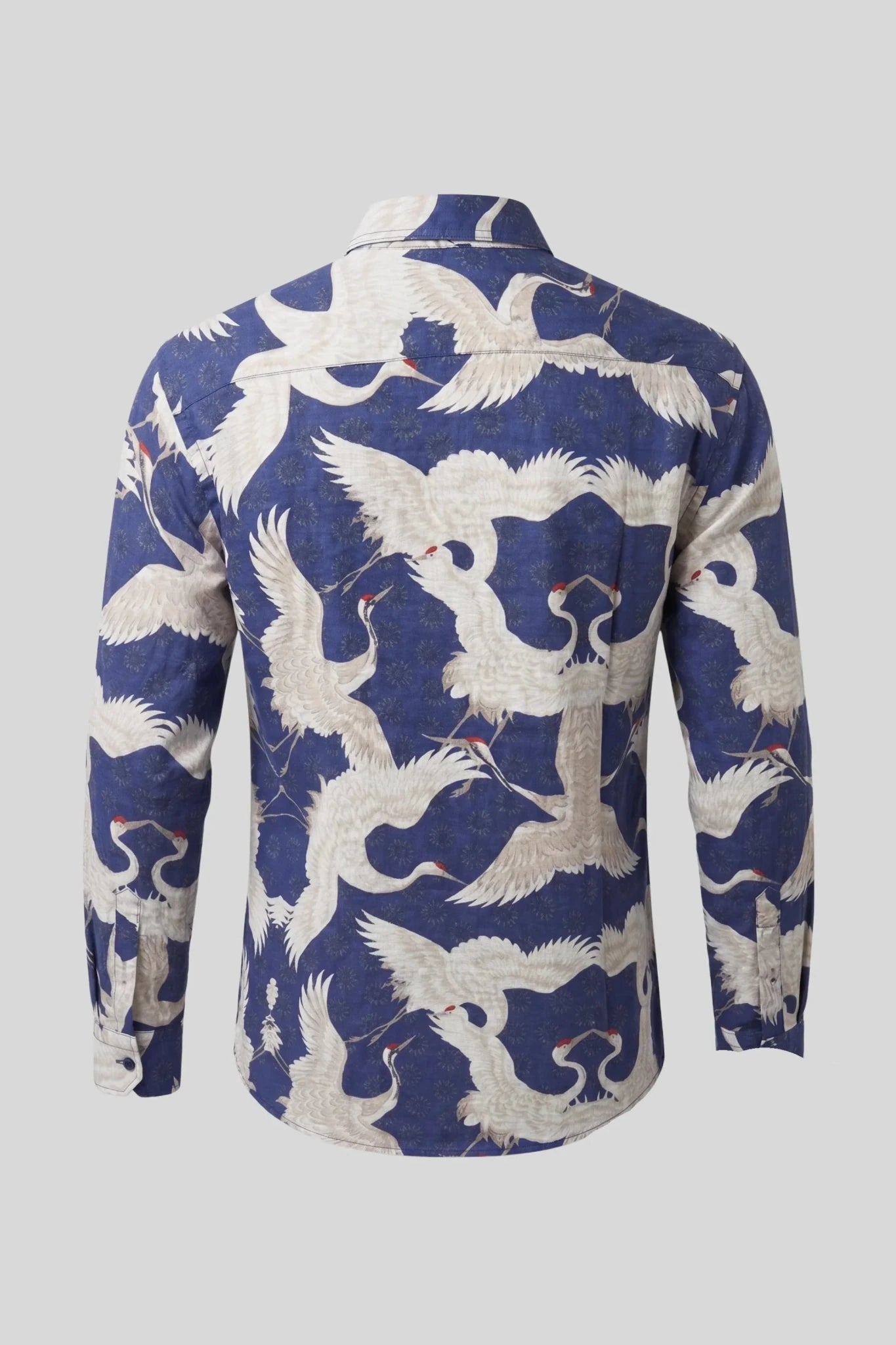 Мъжка риза с дълъг ръкав, тъмносиня, с принт жерави Roberto&Co Roberto Fashion Store Shirt MCM0808SHRBRDLNNM M