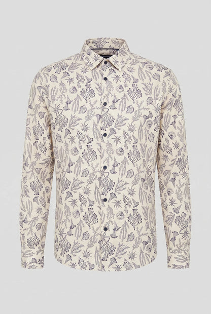 Мъжка риза в бежов цвят с десен на цветя Medicine Roberto Fashion Store Shirt RW25KDM102-08A-M M