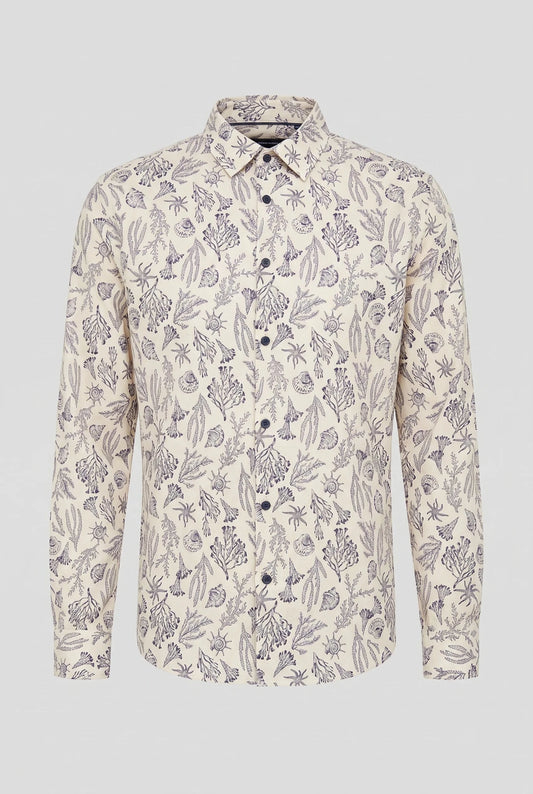 Men's beige shirt with a floral pattern – снимка на продукта