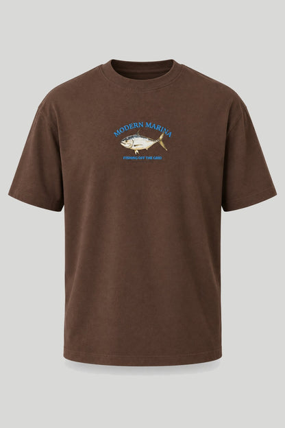 Мъжка тениска с абстрактен арт принт "Shark" в кафяв цвят Medicine Roberto Fashion Store T-shirt RW25TSM101-88X-S S