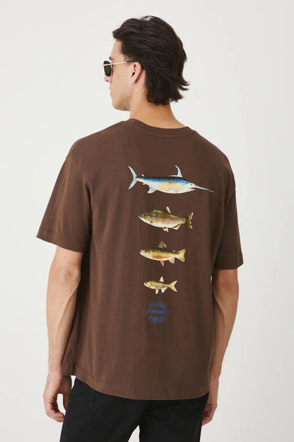 Мъжка тениска с абстрактен арт принт "Shark" в кафяв цвят Medicine Roberto Fashion Store T-shirt RW25TSM101-88X-S S