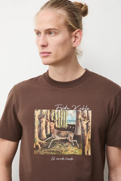 Мъжка тениска с абстрактен арт принт в кафяв цвят Medicine Roberto Fashion Store T-shirt RS26TSM265-88X-S S