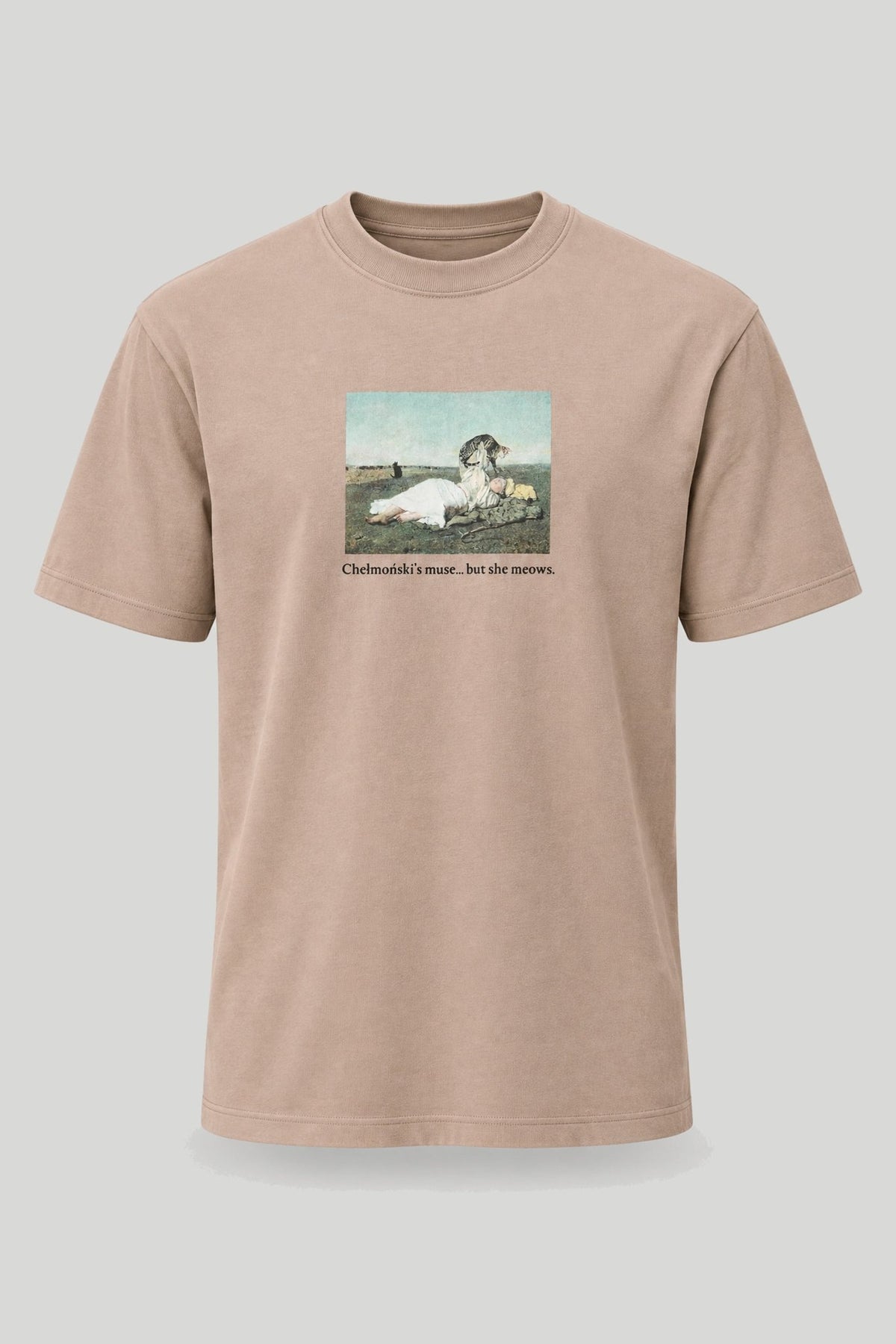 Мъжка тениска с абстрактен арт принт в средата в бежов цвят Medicine Roberto Fashion Store T-shirt RS26TSM353-80X-S S