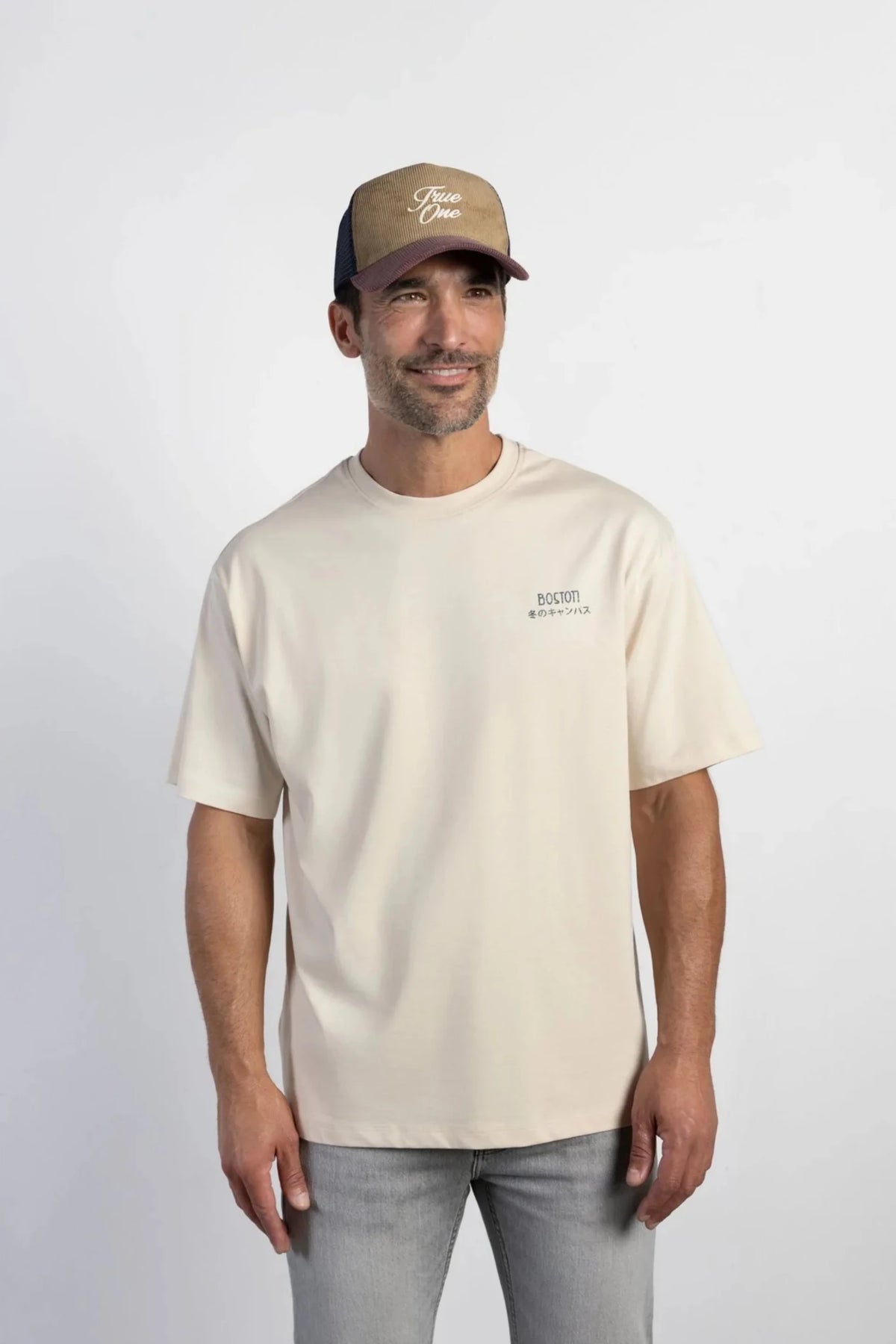 Мъжка тениска с щампа - Екрю Boston Roberto Fashion Store T-shirt MAY83007431-S S