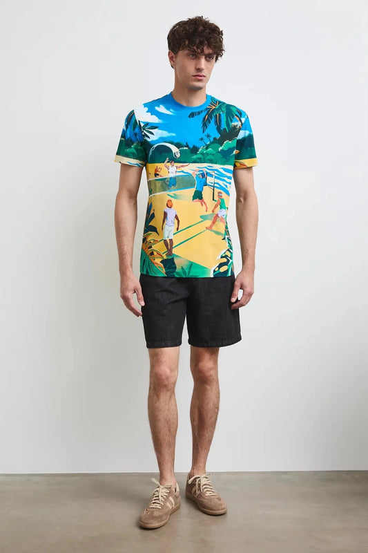 Мъжка тениска слим кройка с изцяло щампован дизайн Medicine Roberto Fashion Store T-shirt RW26-TSM117-MLA-S S
