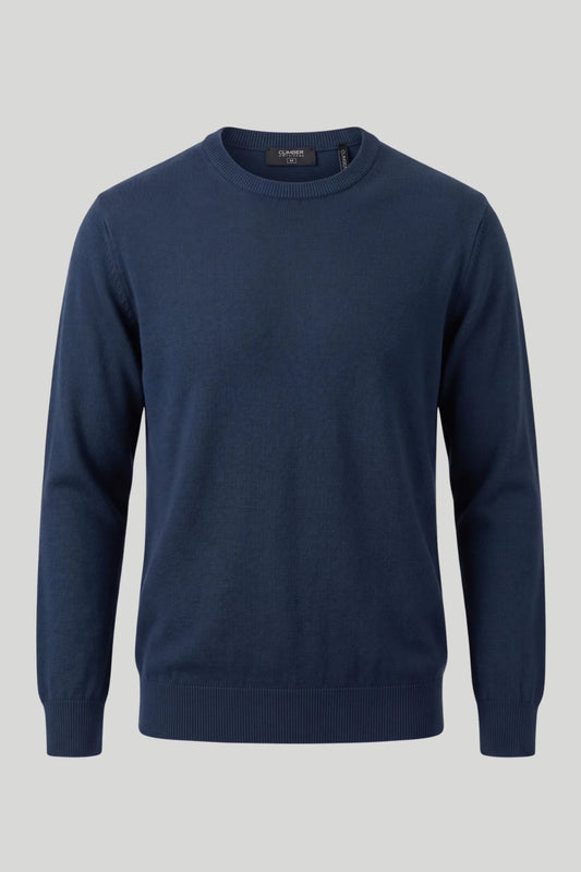 Мъжки памучен пуловер с обло деколте в "миднайд" синьо Roberto&Co Roberto Fashion Store Sweater CLM0808KNIMDNGTBLS S