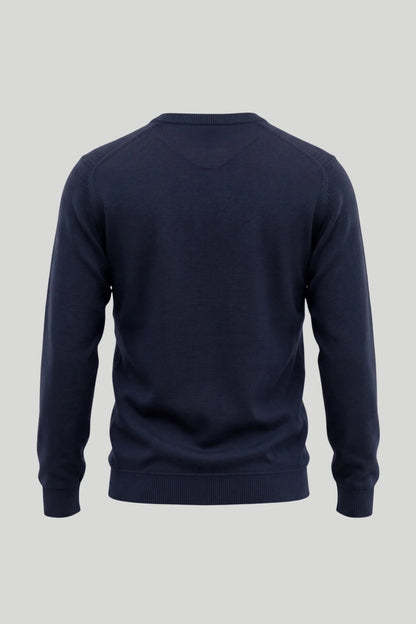 Мъжки памучен пуловер с обло деколте в морско синьо Roberto&Co Roberto Fashion Store Sweater CLM0808KNINAVYBLS S
