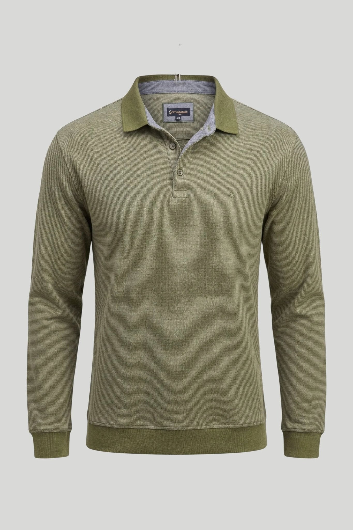 Мъжки памучен пуловер с поло яка в маслинено зелено Roberto&Co Roberto Fashion Store Sweater LGT0808KNIGRNCOLS S