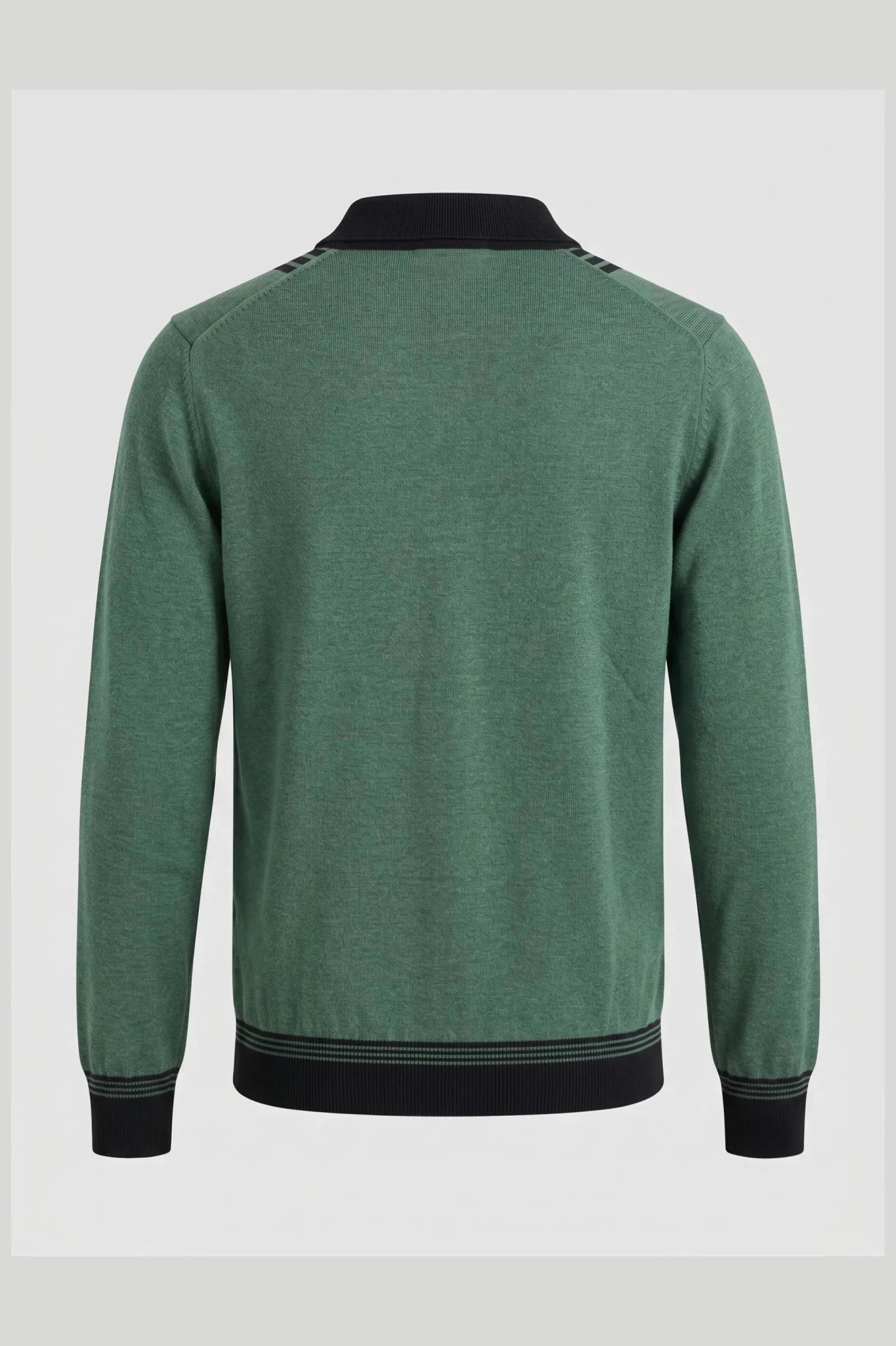 Мъжки памучен пуловер с поло яка в зелено и черно Roberto&Co Roberto Fashion Store Sweater NRO0808KNIGRNCLRS S