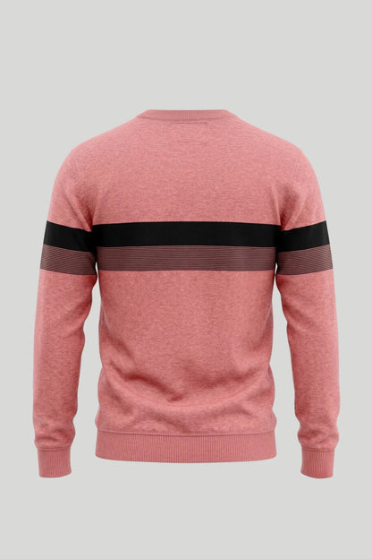 Мъжки памучен пуловер в розово с черна лента на гърдите Roberto&Co Roberto Fashion Store Sweater LGT0808KNIPINSTRS S