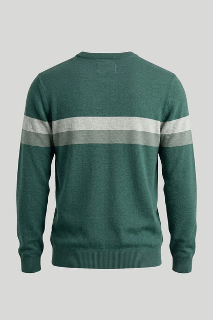 Мъжки памучен пуловер в тъмнозелено с бяла лента на гърдите Roberto&Co Roberto Fashion Store Sweater LGT0808KNIGRESTRS S