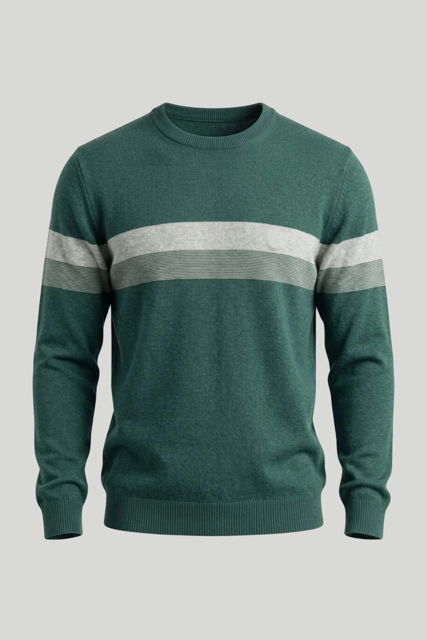 Мъжки памучен пуловер в тъмнозелено с бяла лента на гърдите Roberto&Co Roberto Fashion Store Sweater LGT0808KNIGRESTRS S